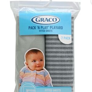 Graco Stripes And Gray Pack And Play Playard Fitted Sheets Set Of 2